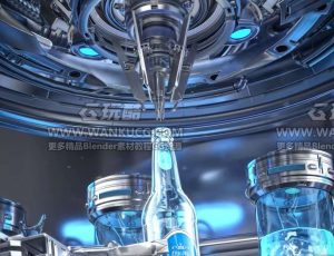 科技酒生产动态动画场景C4D工程源文件