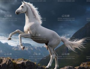 电影级VFX动画高精度白马Blend模型