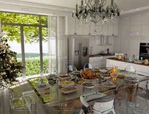 圣诞宴会餐桌场景Blend工程源文件