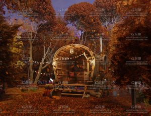 秋季夜晚奇幻景色场景Blend工程源文件