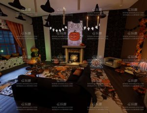 万圣节客厅场景Blend工程源文件