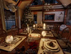 温馨圣诞晚宴场景Blend工程源文件