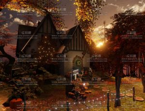 秋季黄昏下的南瓜屋场景Blend工程源文件