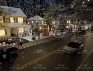 圣诞节小镇街道场景Blend工程源文件