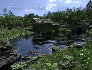 鱼塘郊区自然场景Blend工程源文件