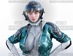 女太空宇航员机器人Blend模型