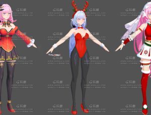 三渲二卡通圣诞女仆Blend模型