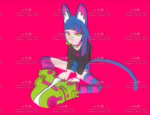 时尚酷拽卡通女孩Blend模型