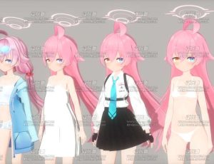 粉色头发可爱卡通小女孩Blend模型