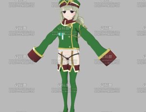 绿色衣服可爱卡通女孩Blend模型