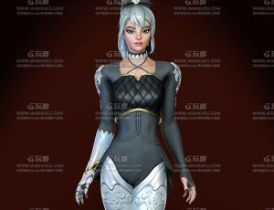 风格化中世纪白发女剑士Blend模型