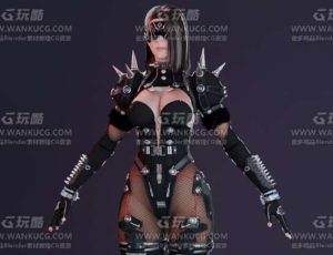赛博黑色装甲女战士Blend模型