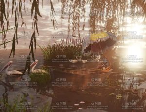 河中小船Blend工程源文件