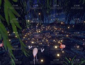 湖中夜景场景Blend工程源文件