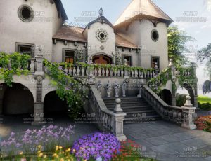 花园小屋别墅场景Blend工程源文件