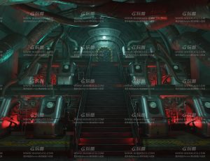 科技赛博朋克大门通道场景Blend工程源文件