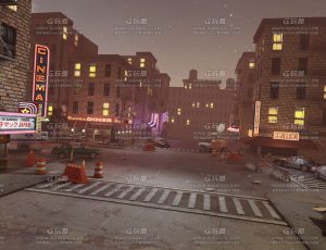 夜晚城市混乱闹市街头场景Blend工程源文件