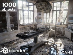 高精度废弃医院扫描模型Blend资产库