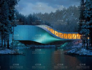 湖边唯美清晨夜晚极光场景Blend工程源文件