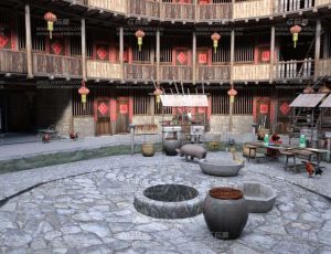 中式客家土楼场景Blend工程源文件
