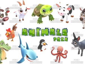 Q版可爱卡通动物模型包Blend资产库