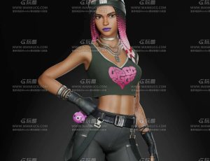 时髦脏辫女孩Blend模型