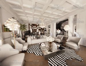 高档富豪别墅大客厅场景Blend工程源文件