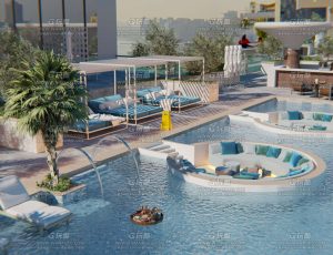 高档天台泳池派对场景Blend工程源文件