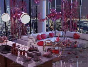 女生生日派对爱心场景Blend工程源文件