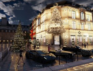 唯美圣诞酒店街头场景Blend工程源文件