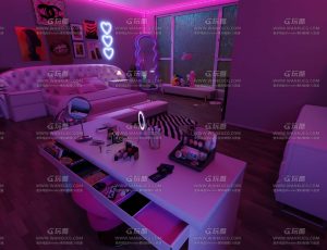 粉色主播小卧室场景Blend工程源文件