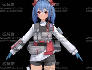 少女前线双马尾蓝发女孩Blend模型