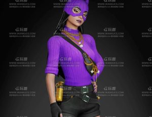 时尚风格化蝙蝠头套女孩Blend模型