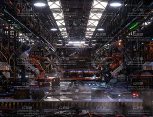 科幻高精度机械工厂C4D工程源文件