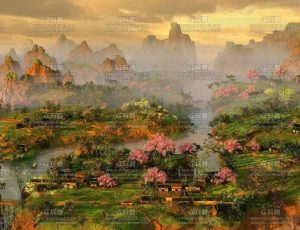 桃花庄园山谷场景Blend工程源文件