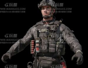 男性美国大兵战士Blend模型