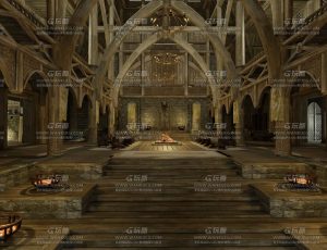 中世纪野蛮部落村庄王座场景Blend工程源文件