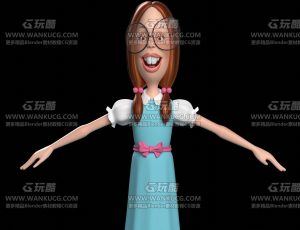 卡通风格化眼镜女孩Blend模型