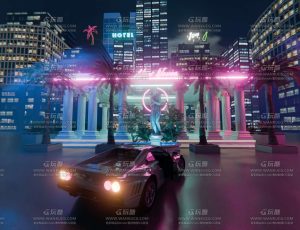 赛博朋克城市小区场景Blend工程源文件