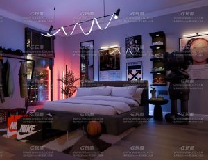 时尚男孩卧室房间Blend工程源文件