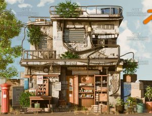 日式卡通乡村小屋场景Blend工程源文件