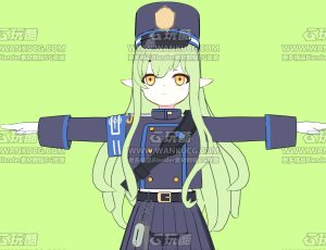 绿发卡通萝莉Blend模型