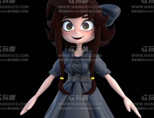 卡通莲蓬裙小女孩Blend模型