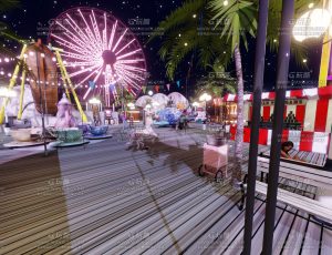 夜晚海边游乐园场景Blend工程源文件