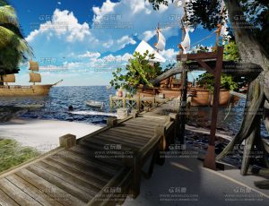 海岸港口场景Blend工程源文件