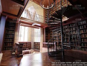 教堂书屋场景Blend工程源文件