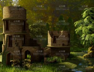 卡通遗迹小场景Blend工程源文件