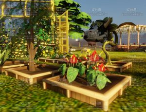 卡通植物花园场景Blend工程源文件