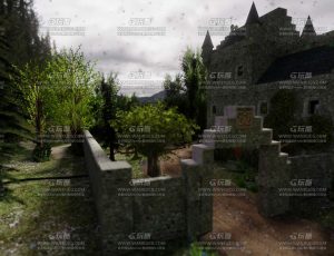 废弃石屋别墅场景Blend工程源文件