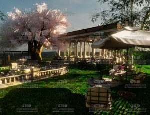 古老休闲花园场景Blend工程源文件